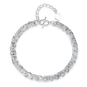 Beautiful Sparkling Hollowed Out 925 Sterling Silver Bracelet